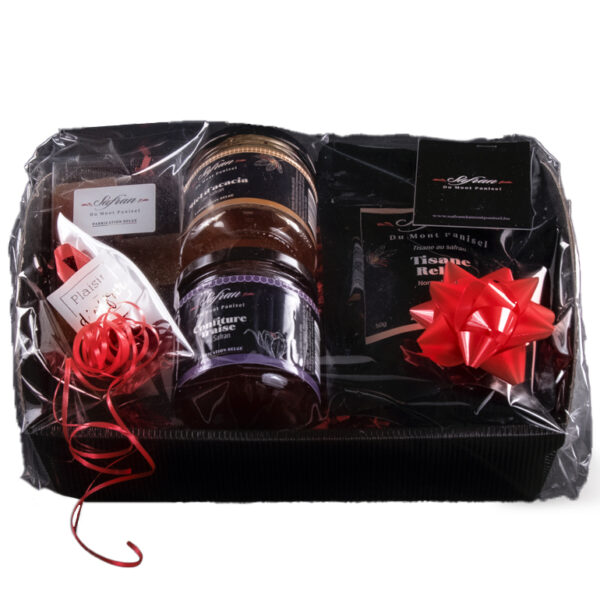 Coffret découverte safran du Mont Panisel avec confiture, thé et pate de fruits